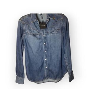 Joe’s Jeans Western Snap Button-Up Denim Shirt Blue – Women’s Casual Top